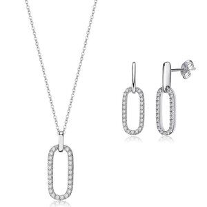 NEW Nic & Syd Gwyneth Oval Necklace Pendant Earring Set Swarovski Crystal Silver